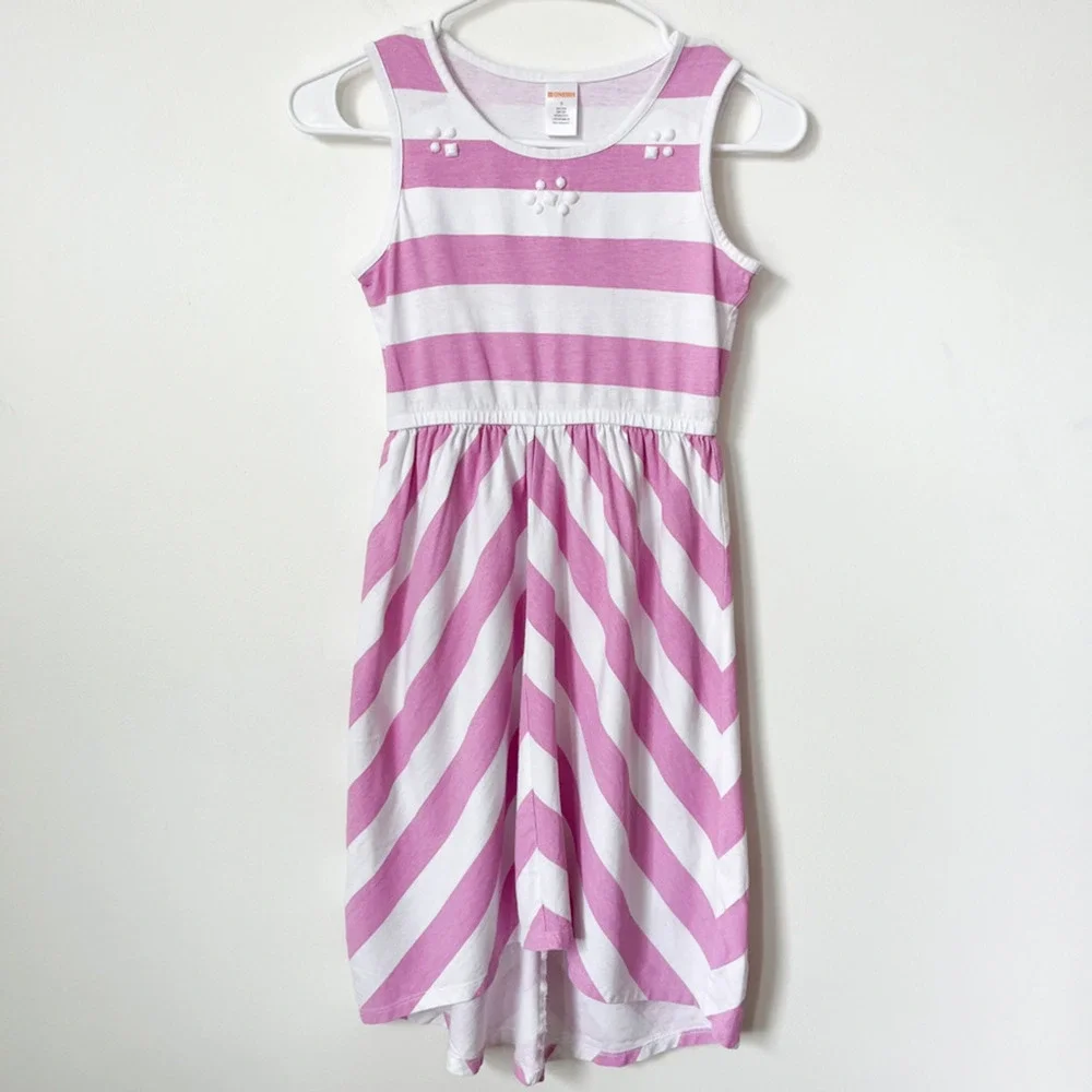 Gymboree Pink White Striped Sundress Jewel Detail Girls 8 Cotton Summer Vacation